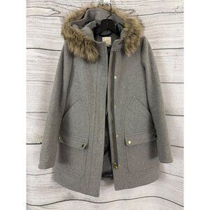 J.Crew Gray Vail Parka Faux Fur Trim Size 2
